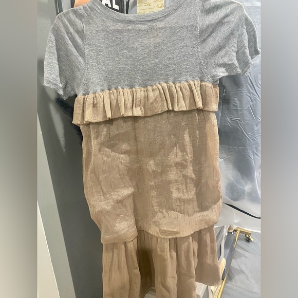 Vintage Patrizia Pepe tshirt dress. Grey t shirt  top w/ a gold metallic bottom - Picture 3 of 6